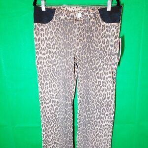 Haute Mama Women’s Maternity Jeans Cheetah Straight Leg Size S Stretch Pull On